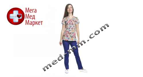 Купить Медицинский костюм женский Бали принт/электрик №1058 цена, характеристики, отзывы